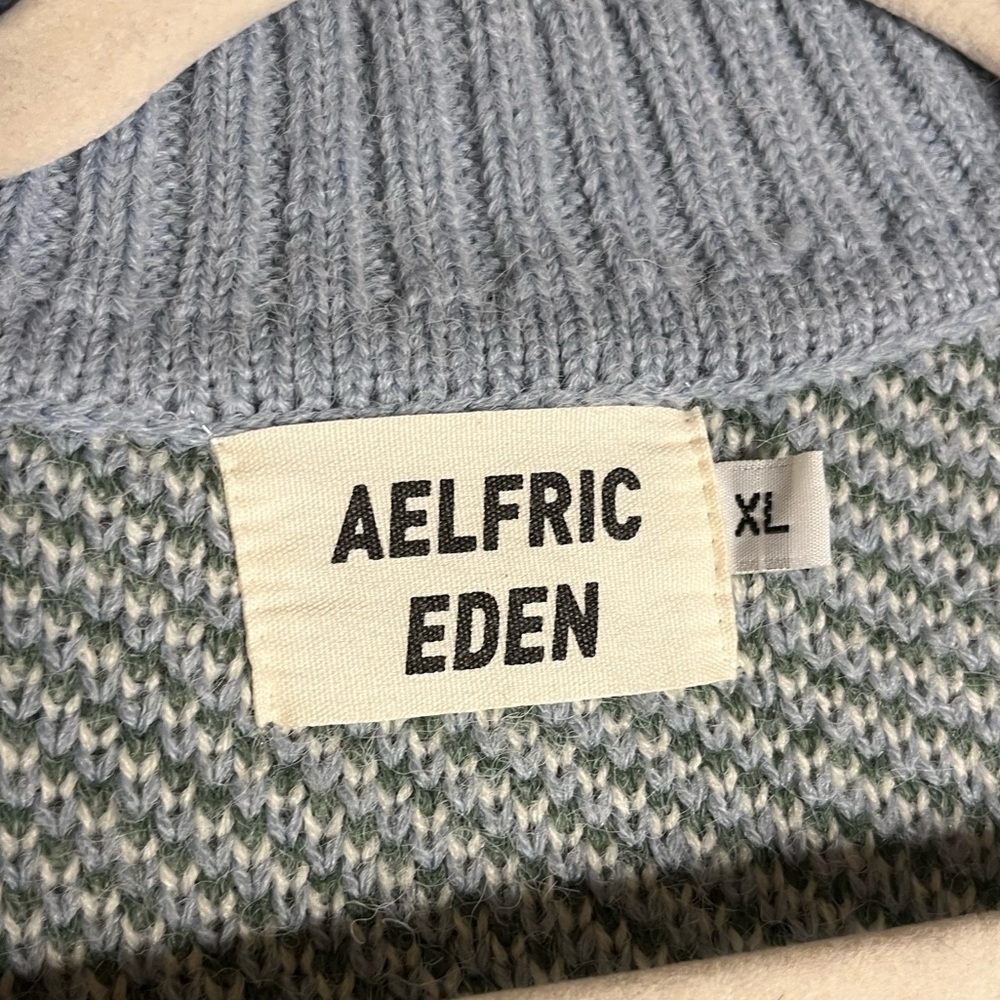 Aelfric Eden Blue and Green Landscape Cardigan - Picture 4 of 6